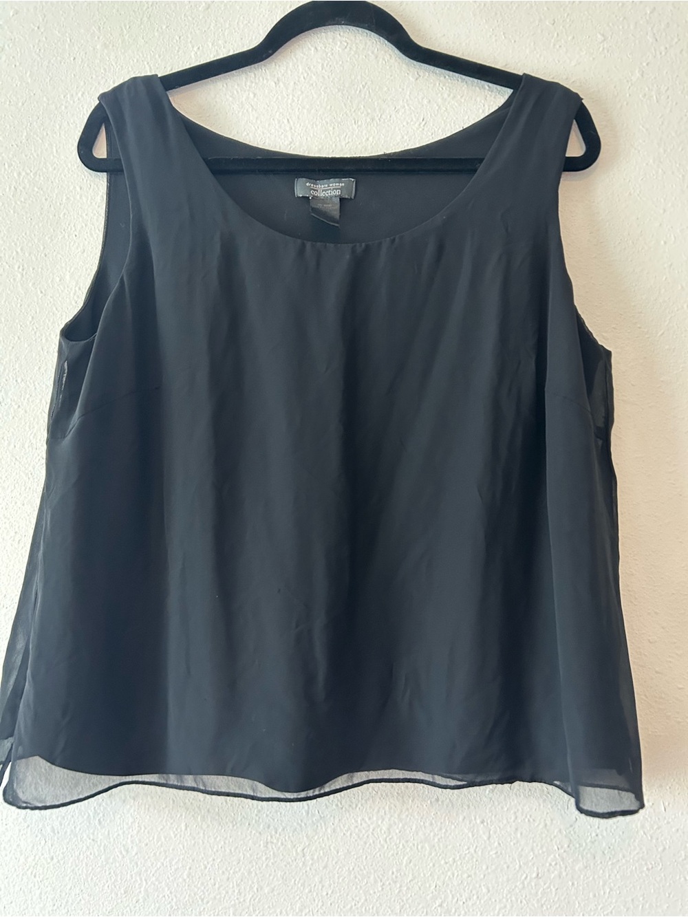 dressbarn Black Sheer Overlay Sleeveless Top